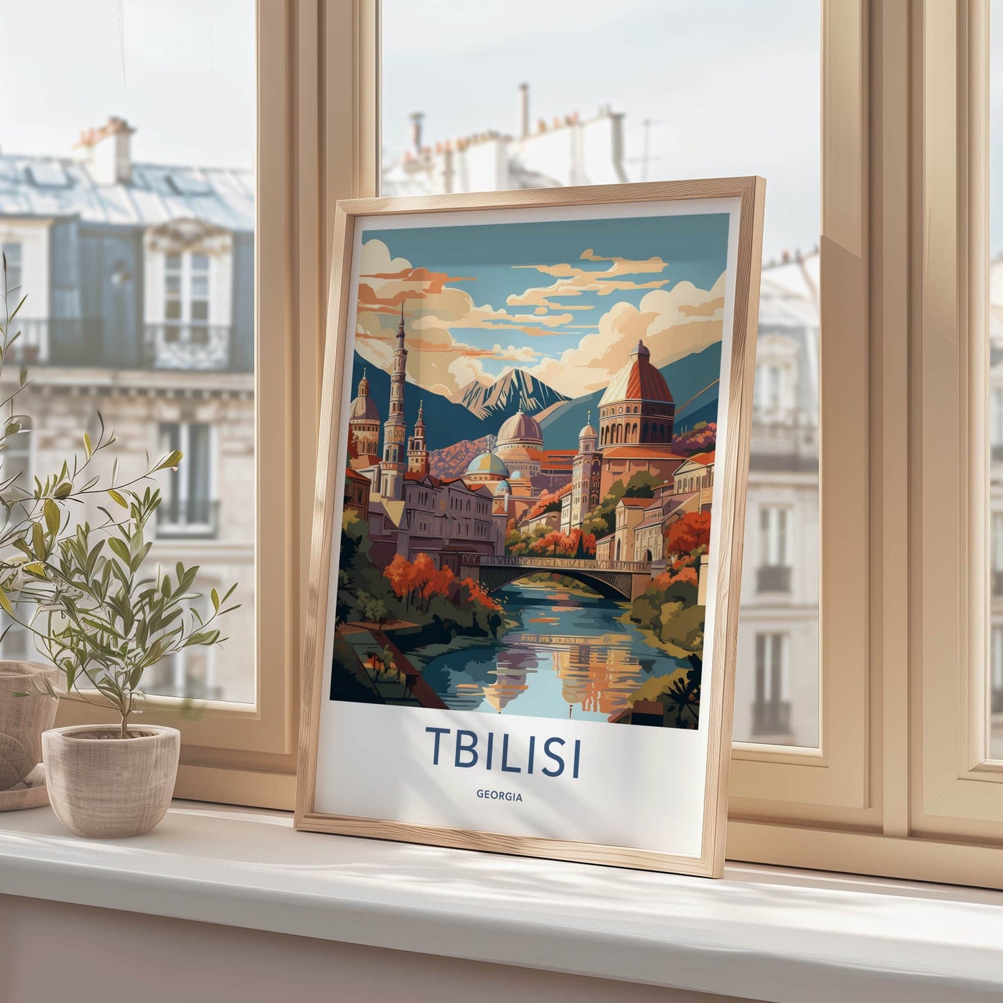 Tbilisi Poster - Georgia Travel Art - Historic City River Wall Decor
