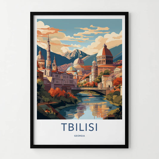 Tbilisi Poster - Georgia Travel Art - Historic City River Wall Decor