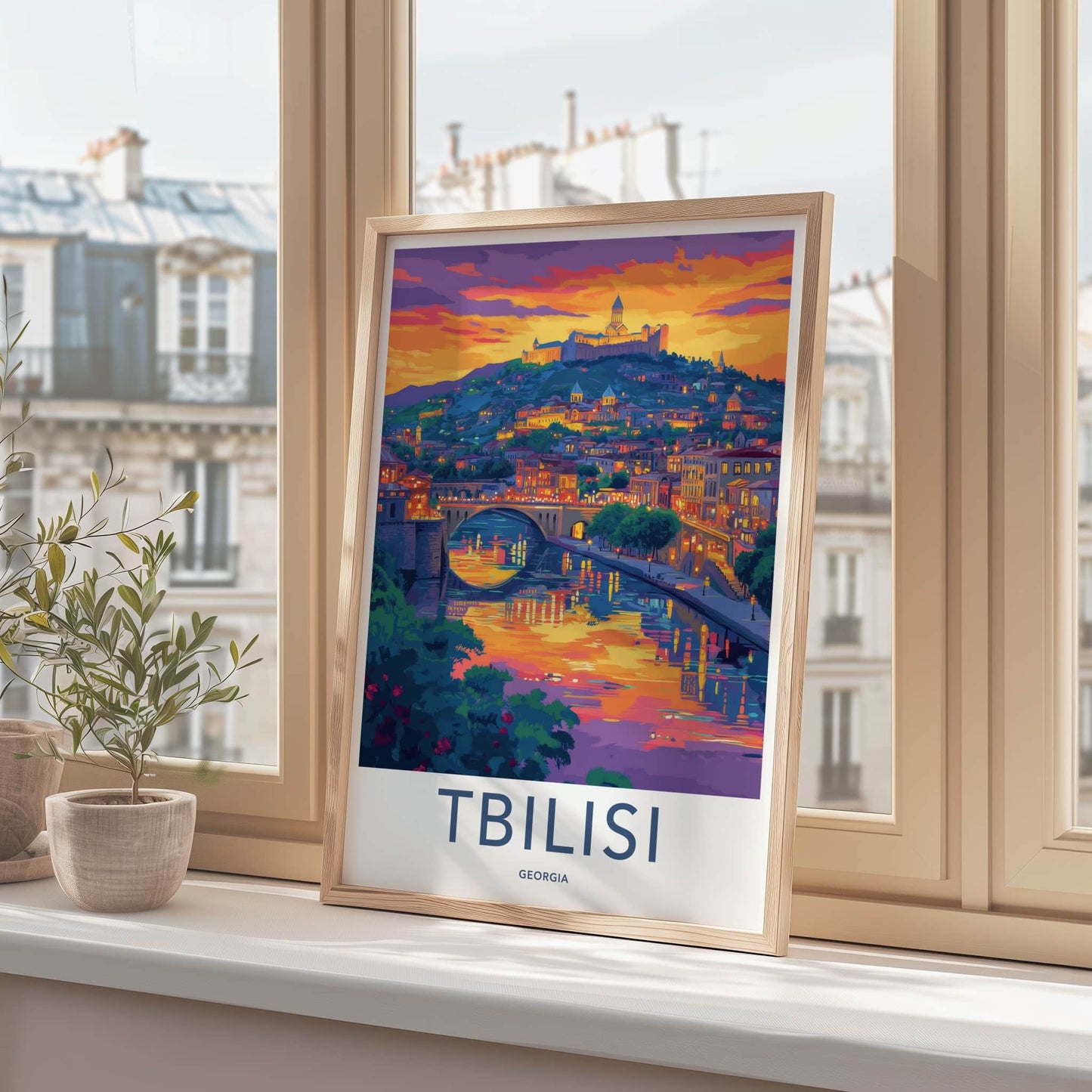 Tbilisi Poster - Georgia Travel Art - Vibrant Cityscape Sunset Home Decor