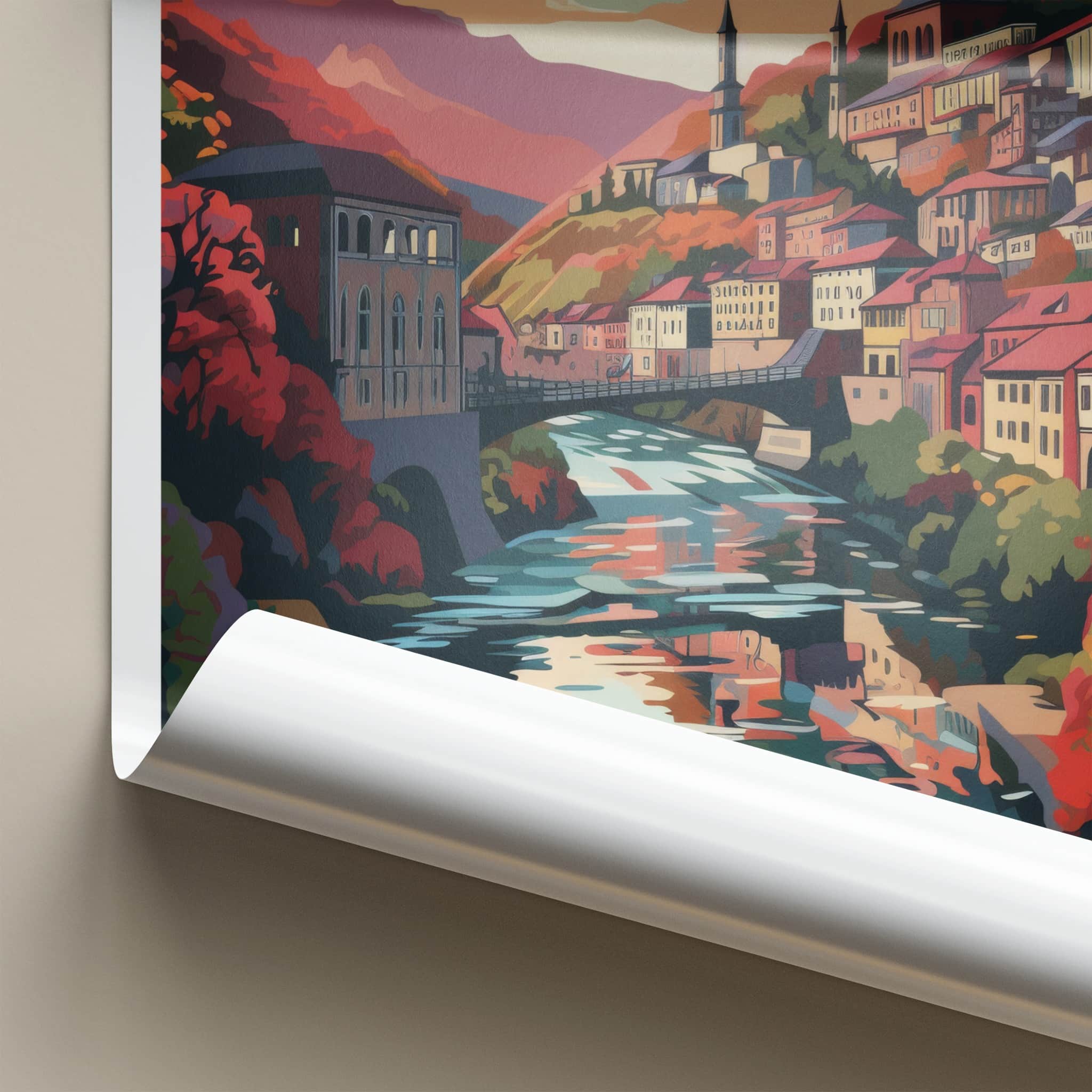 Tbilisi Poster - Georgia Wall Art - Colorful Valley River Home Decor