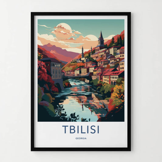 Tbilisi Poster - Georgia Wall Art - Colorful Valley River Home Decor
