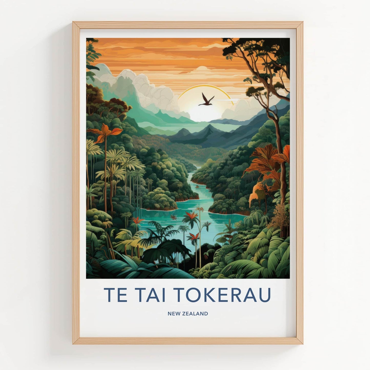 TE TAI TOKERAU Poster - New Zealand Travel Art - Lush Green Valley Home Decor