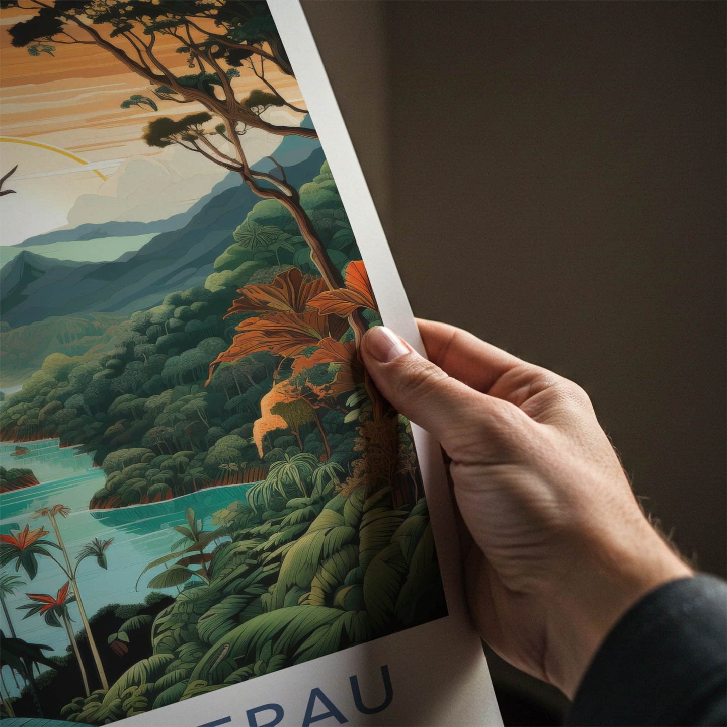 TE TAI TOKERAU Poster - New Zealand Travel Art - Lush Green Valley Home Decor