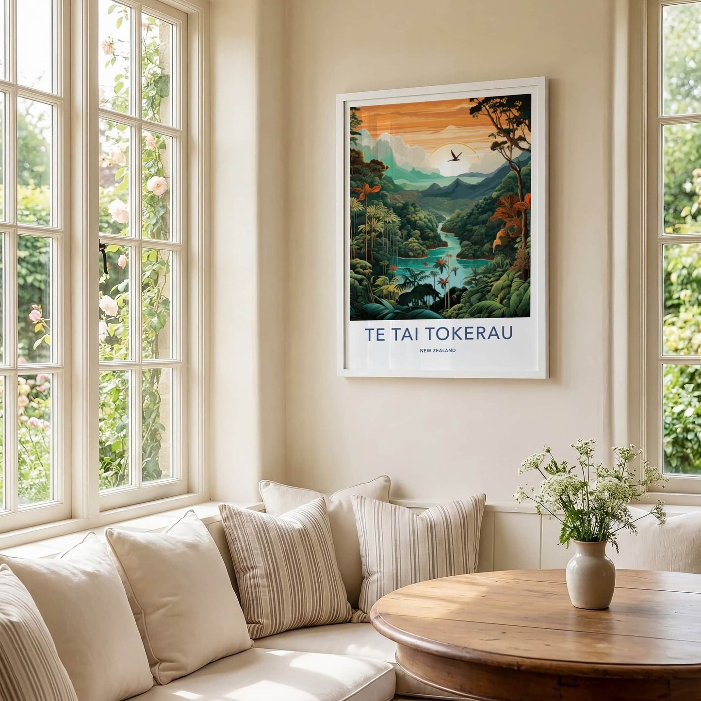 TE TAI TOKERAU Poster - New Zealand Travel Art - Lush Green Valley Home Decor