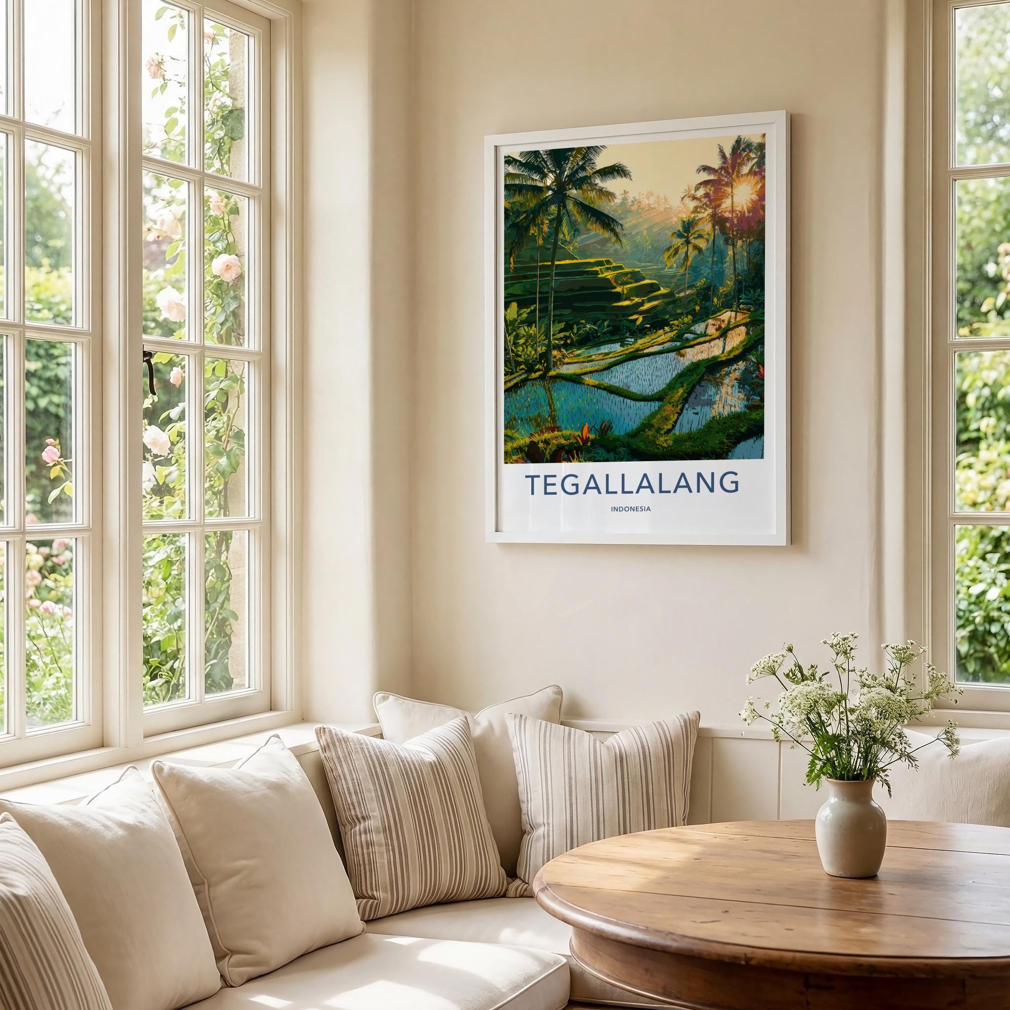 Tegalalang Poster - Indonesia Travel Art - Lush Palm Terraces Home Decor