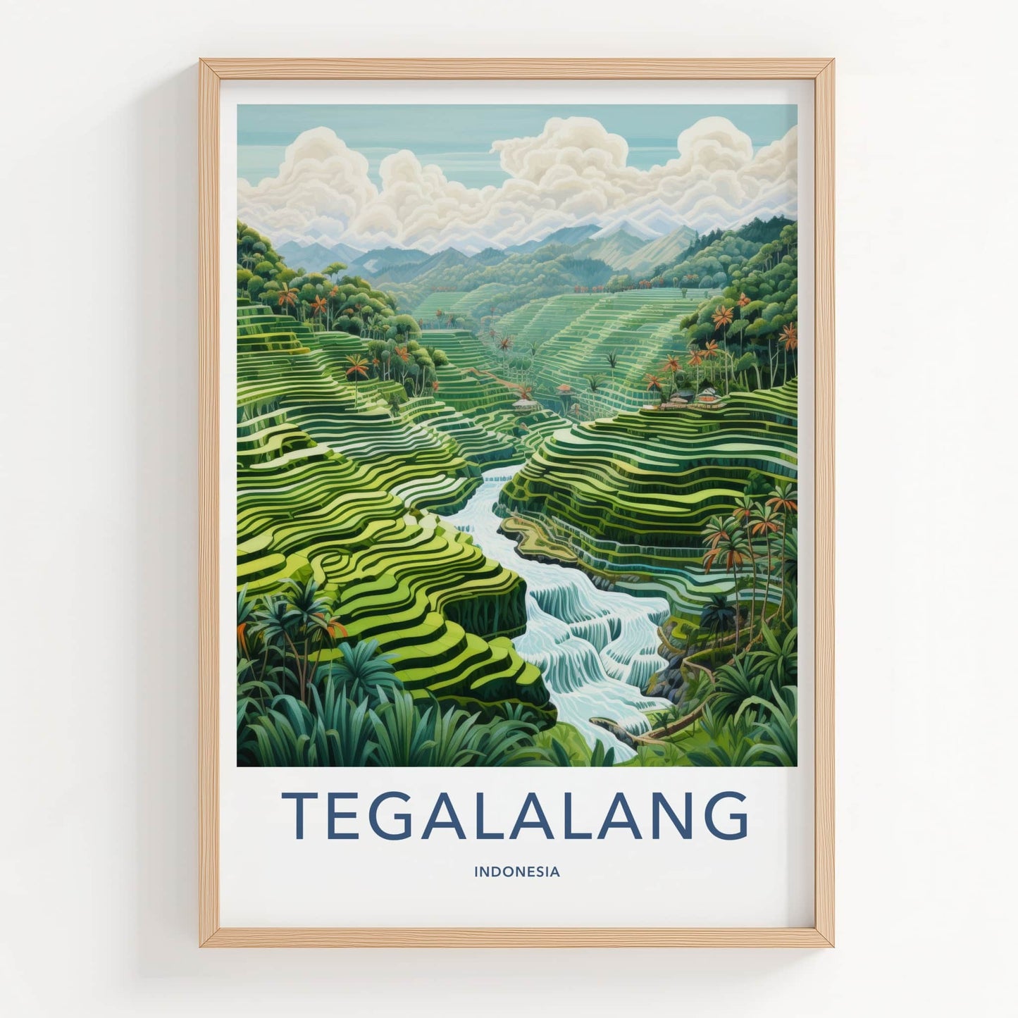 Tegalalang Poster - Indonesia Travel Art - Lush Rice Terraces Home Decor