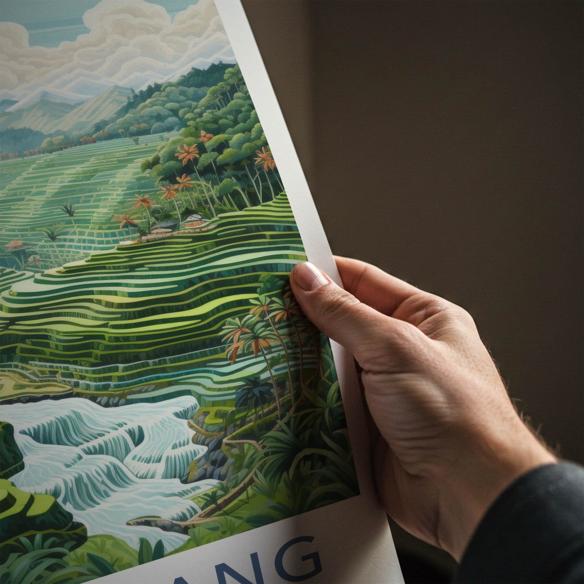 Tegalalang Poster - Indonesia Travel Art - Lush Rice Terraces Home Decor