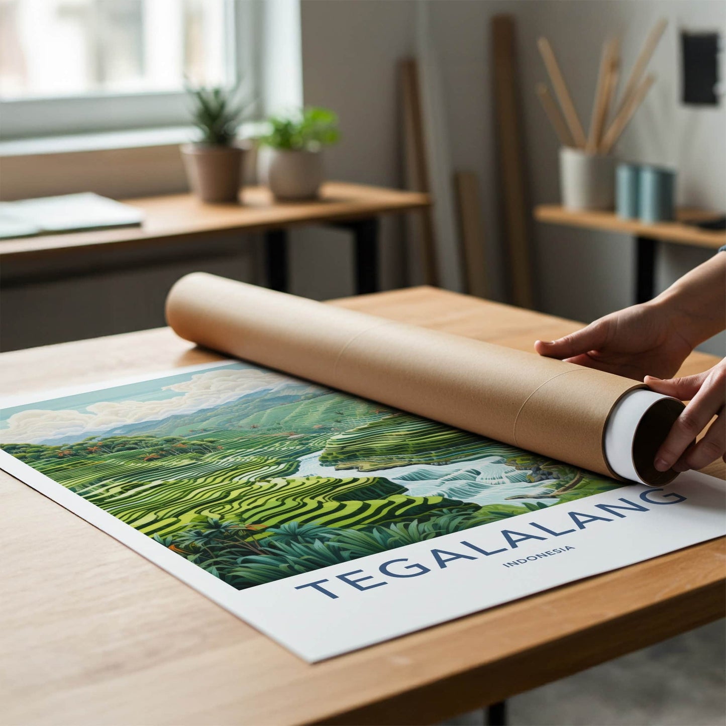 Tegalalang Poster - Indonesia Travel Art - Lush Rice Terraces Home Decor