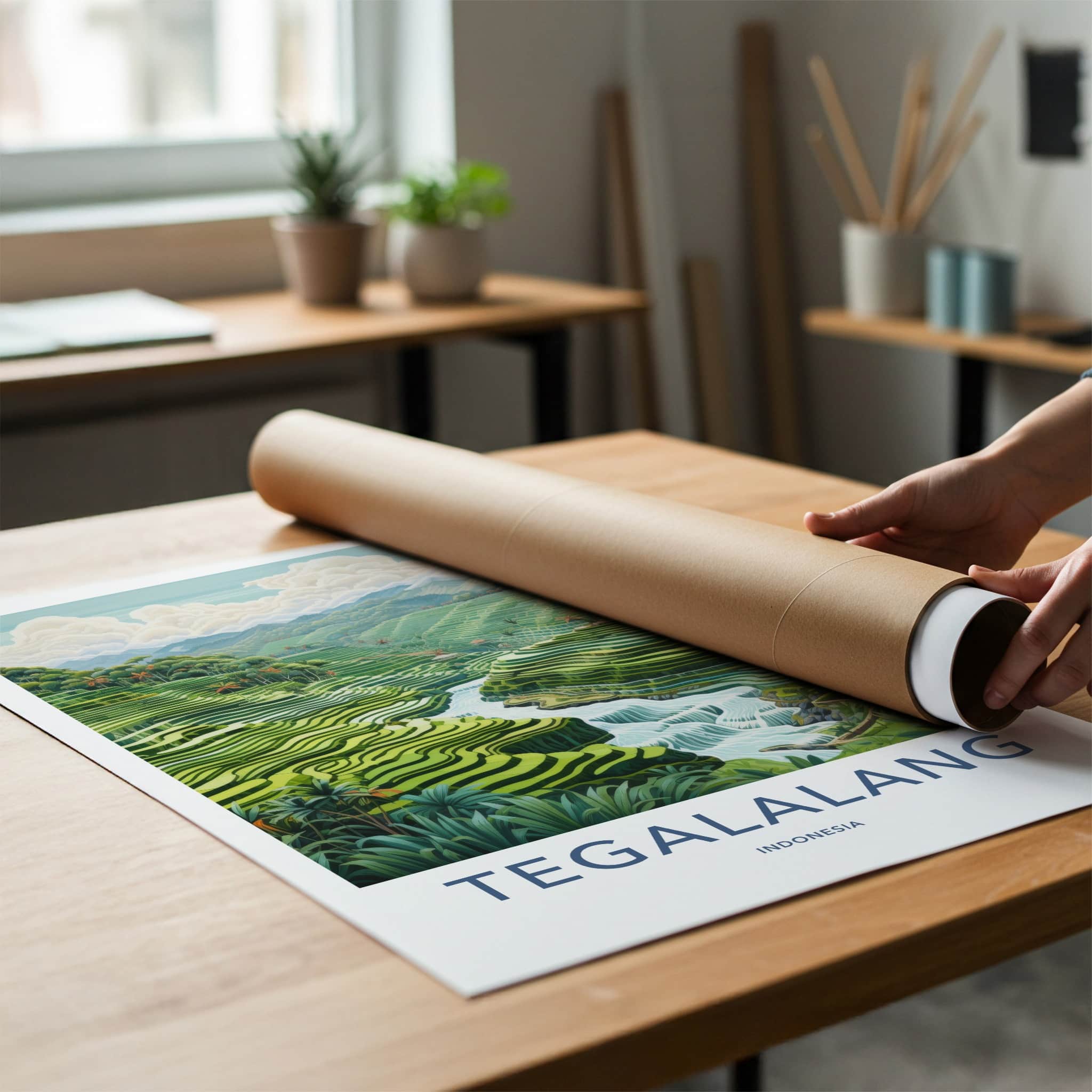 Tegalalang Poster - Indonesia Travel Art - Lush Rice Terraces Home Decor