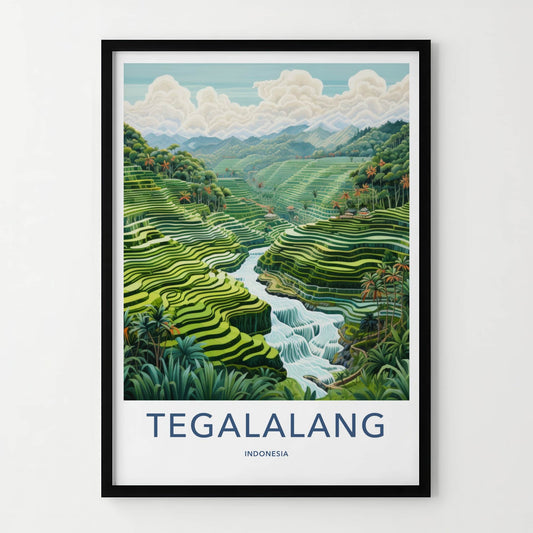 Tegalalang Poster - Indonesia Travel Art - Lush Rice Terraces Home Decor