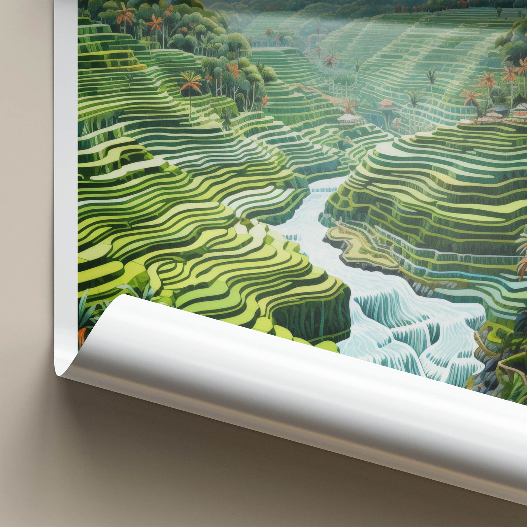 Tegalalang Poster - Indonesia Travel Art - Lush Rice Terraces Home Decor