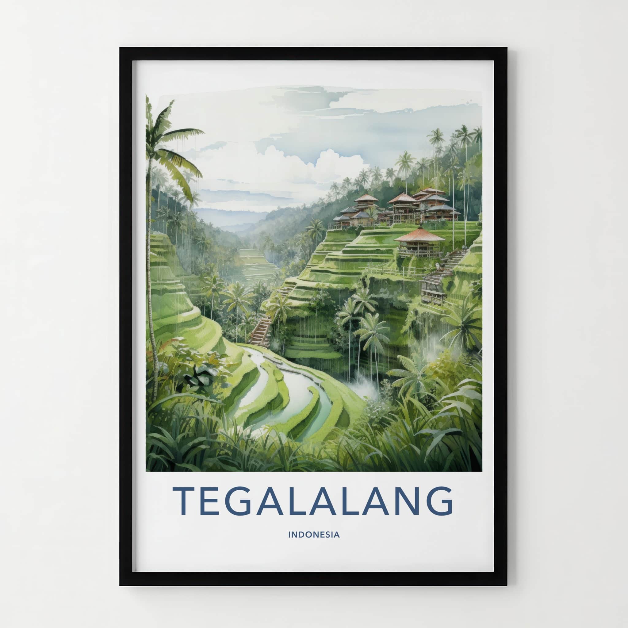 TEGALALANG Poster - Indonesia Travel Art - Lush Valley Terraces Home Decor