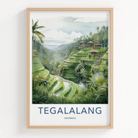 TEGALALANG Poster - Indonesia Travel Art - Lush Valley Terraces Home Decor