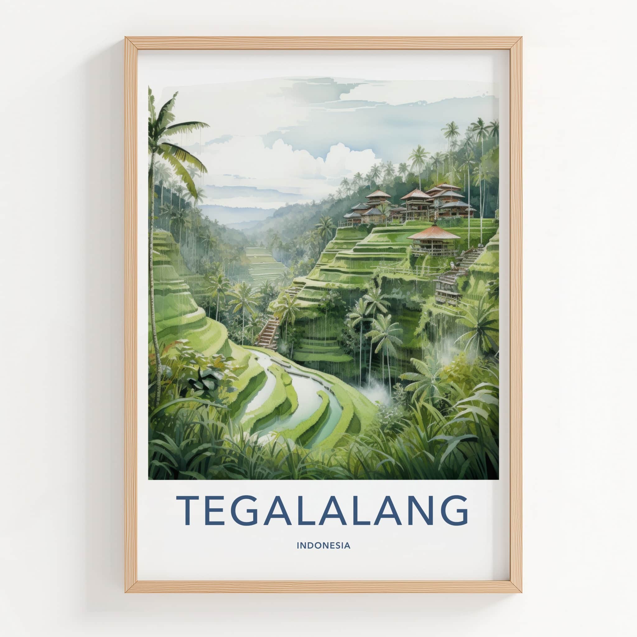 TEGALALANG Poster - Indonesia Travel Art - Lush Valley Terraces Home Decor