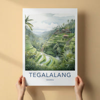 TEGALALANG Poster - Indonesia Travel Art - Lush Valley Terraces Home Decor
