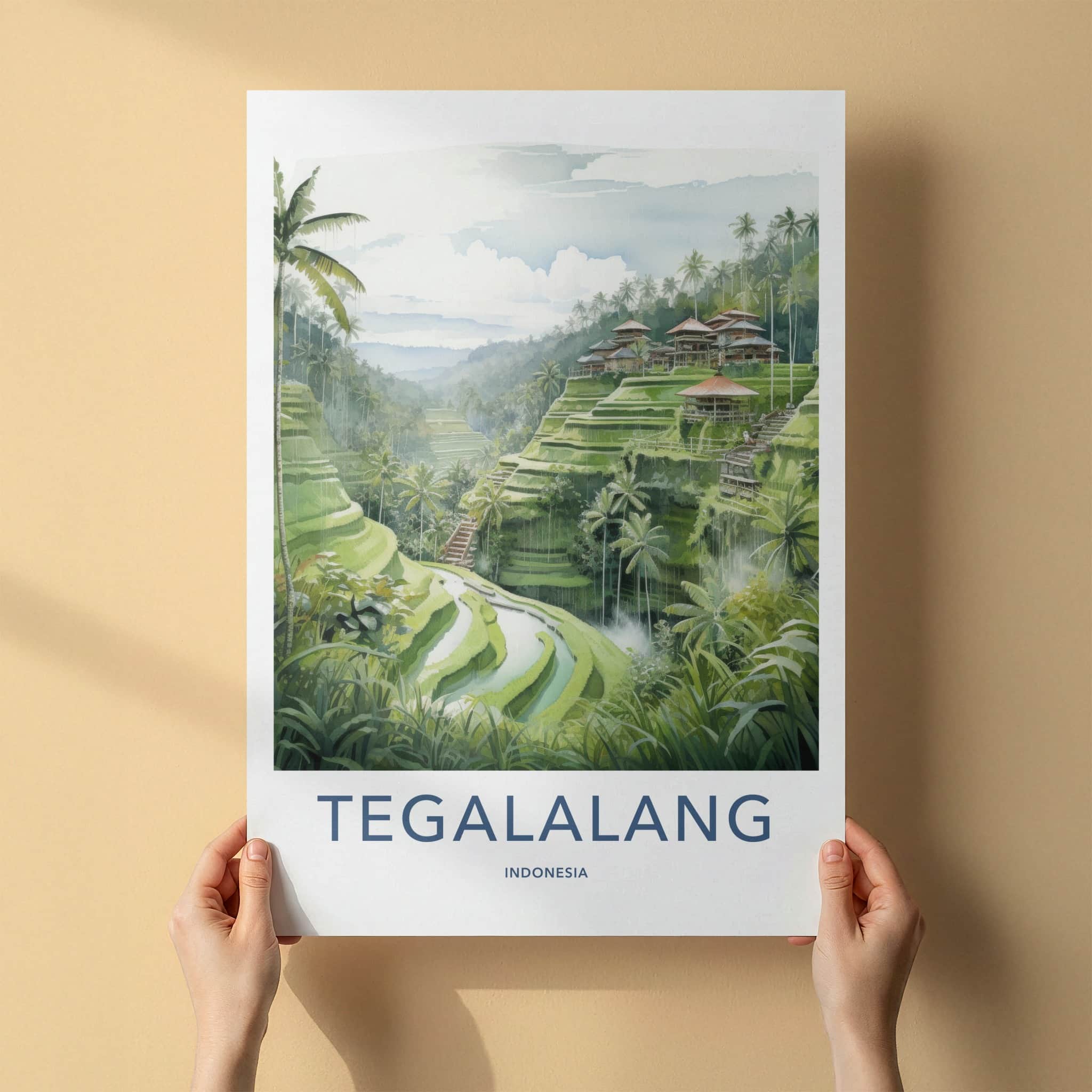 TEGALALANG Poster - Indonesia Travel Art - Lush Valley Terraces Home Decor