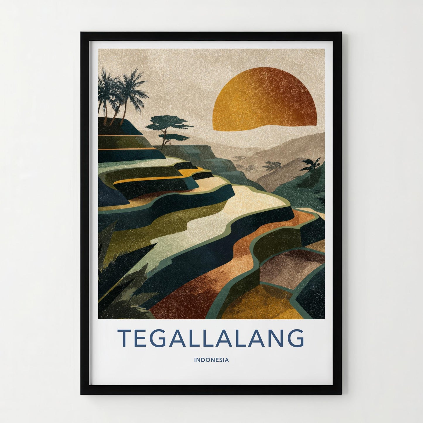 Tegallalang Poster - Indonesia Travel Art - Terraced Fields Sunset Home Decor