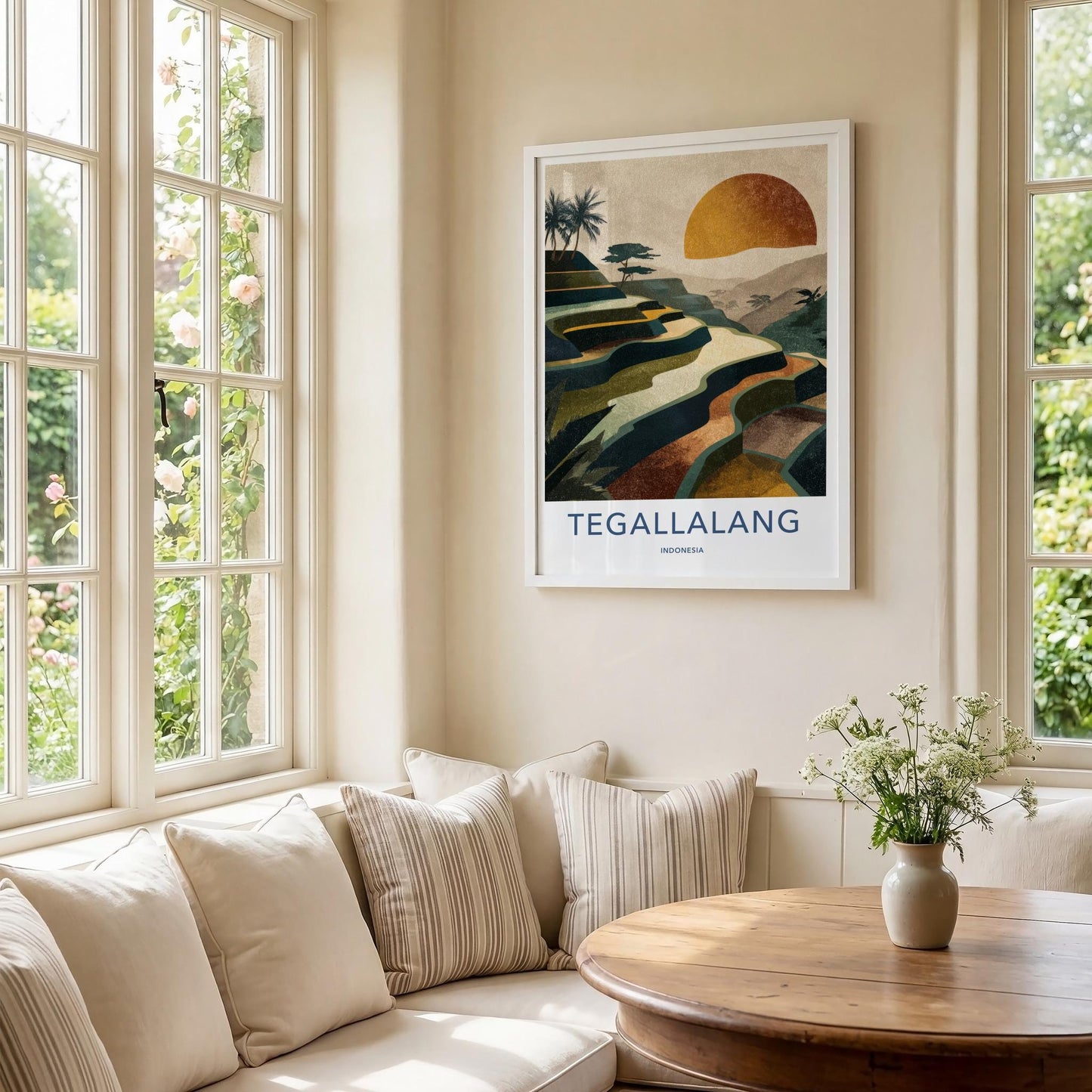 Tegallalang Poster - Indonesia Travel Art - Terraced Fields Sunset Home Decor