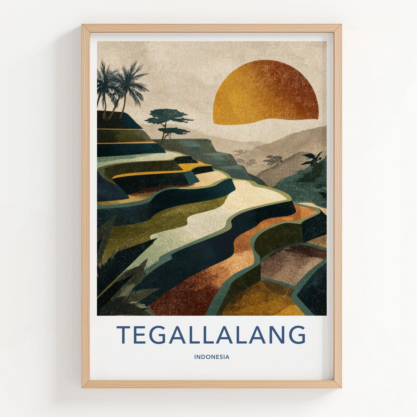 Tegallalang Poster - Indonesia Travel Art - Terraced Fields Sunset Home Decor