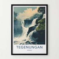 Tegenungan Poster - Indonesia Travel Art - Cascading Water Rocky Home Decor