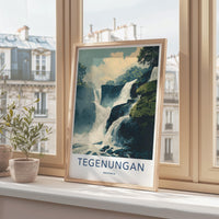 Tegenungan Poster - Indonesia Travel Art - Cascading Water Rocky Home Decor