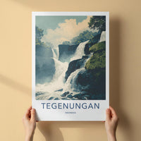 Tegenungan Poster - Indonesia Travel Art - Cascading Water Rocky Home Decor