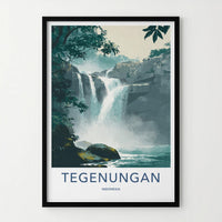 Tegenungan Poster - Indonesia Wall Art - Cascading Waterfalls Rocks Gift