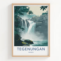 Tegenungan Poster - Indonesia Wall Art - Cascading Waterfalls Rocks Gift