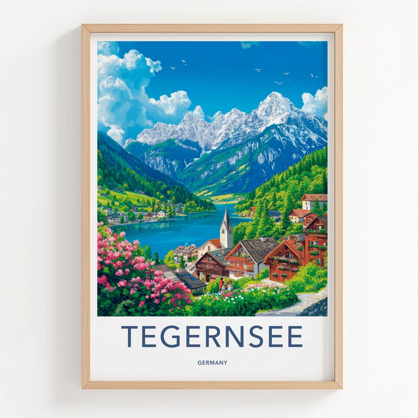 Tegernsee Poster - Germany Travel Art - Charming Mountain Village Home Decor