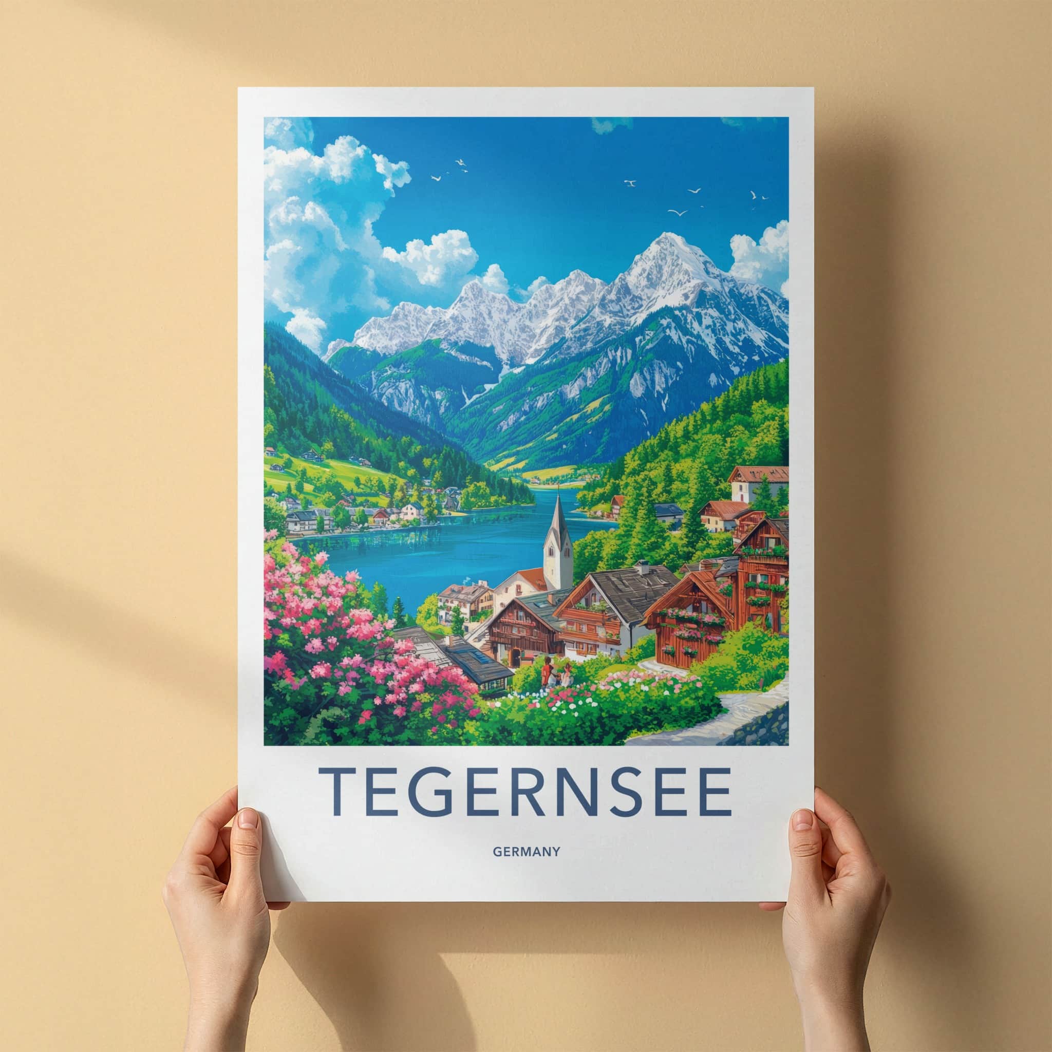 Tegernsee Poster - Germany Travel Art - Charming Mountain Village Home Decor
