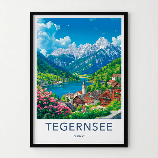 Tegernsee Poster - Germany Travel Art - Charming Mountain Village Home Decor