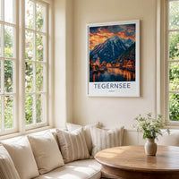 Tegernsee Poster - Germany Travel Art - Evening Village Reflections Home Decor