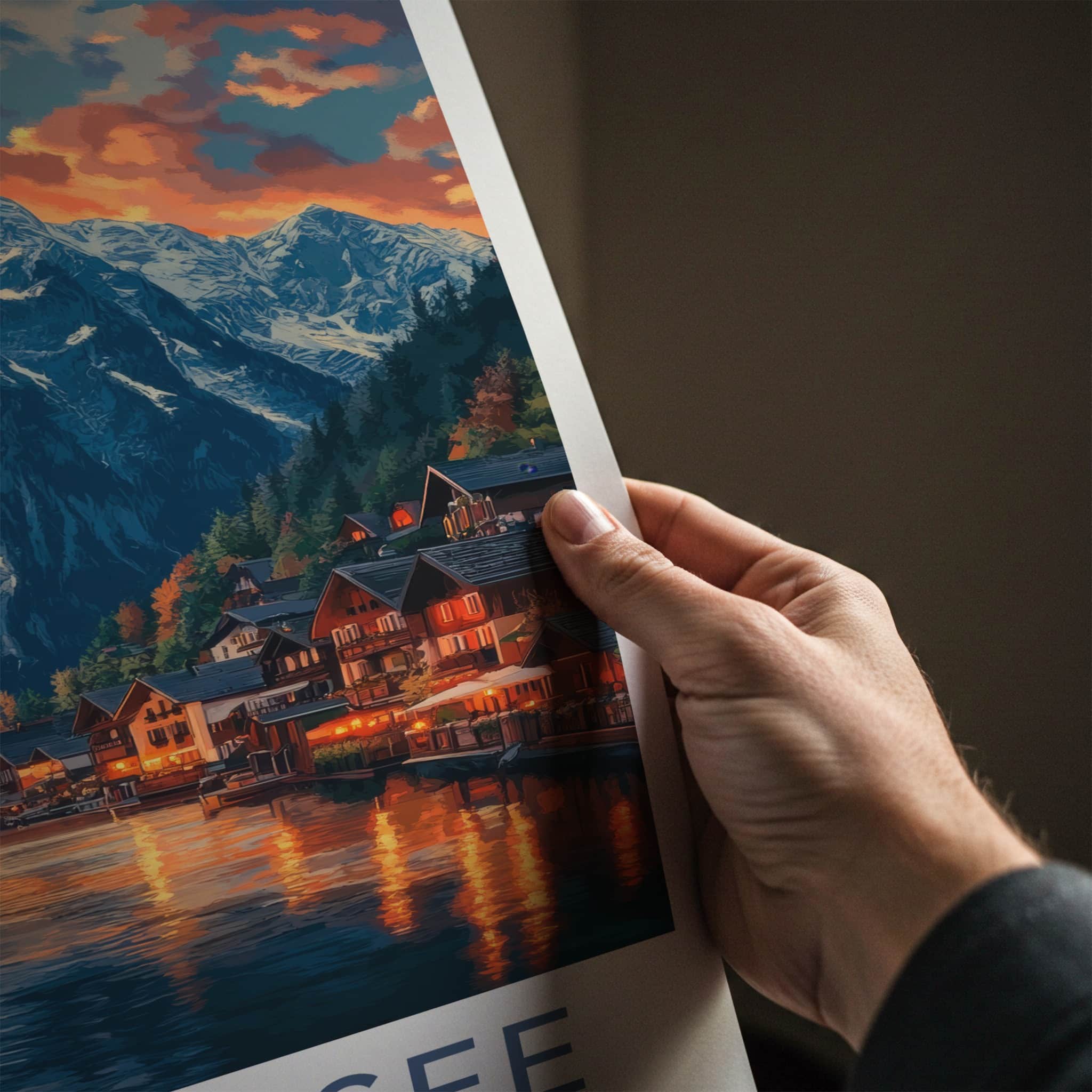 Tegernsee Poster - Germany Travel Art - Evening Village Reflections Home Decor
