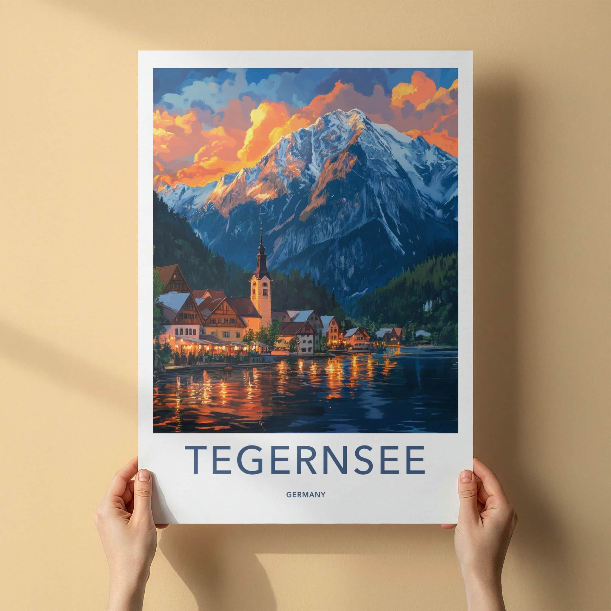 Tegernsee Poster - Germany Travel Art - Mountain Lakeside Village Home Decor