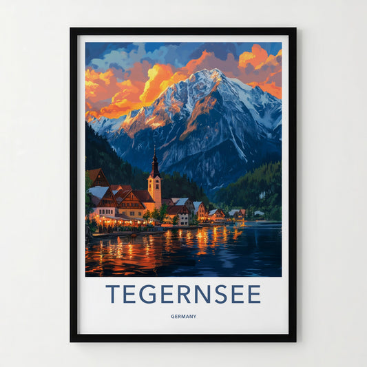 Tegernsee Poster - Germany Travel Art - Mountain Lakeside Village Home Decor