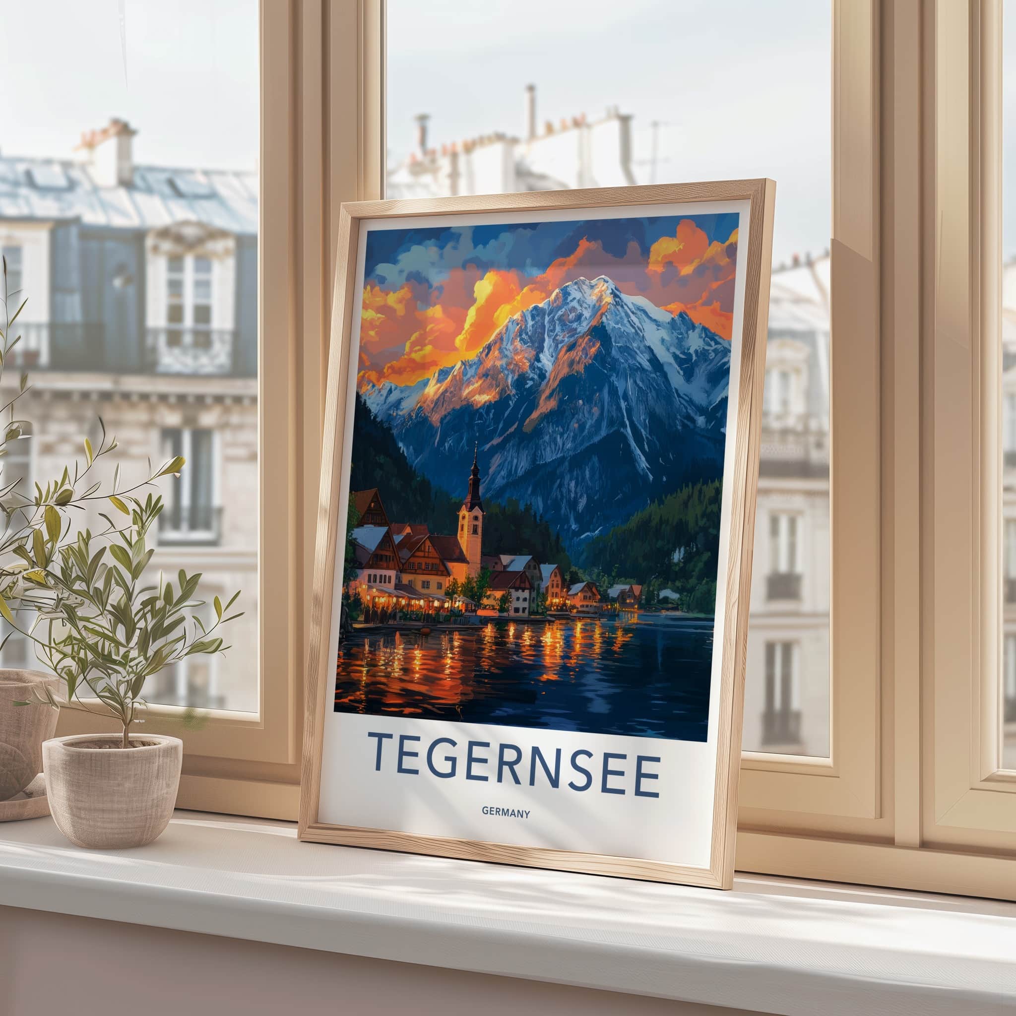 Tegernsee Poster - Germany Travel Art - Mountain Lakeside Village Home Decor
