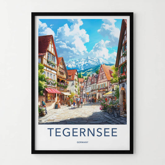 Tegernsee Poster - Germany Wall Art - Mountain Town Lane Home Decor