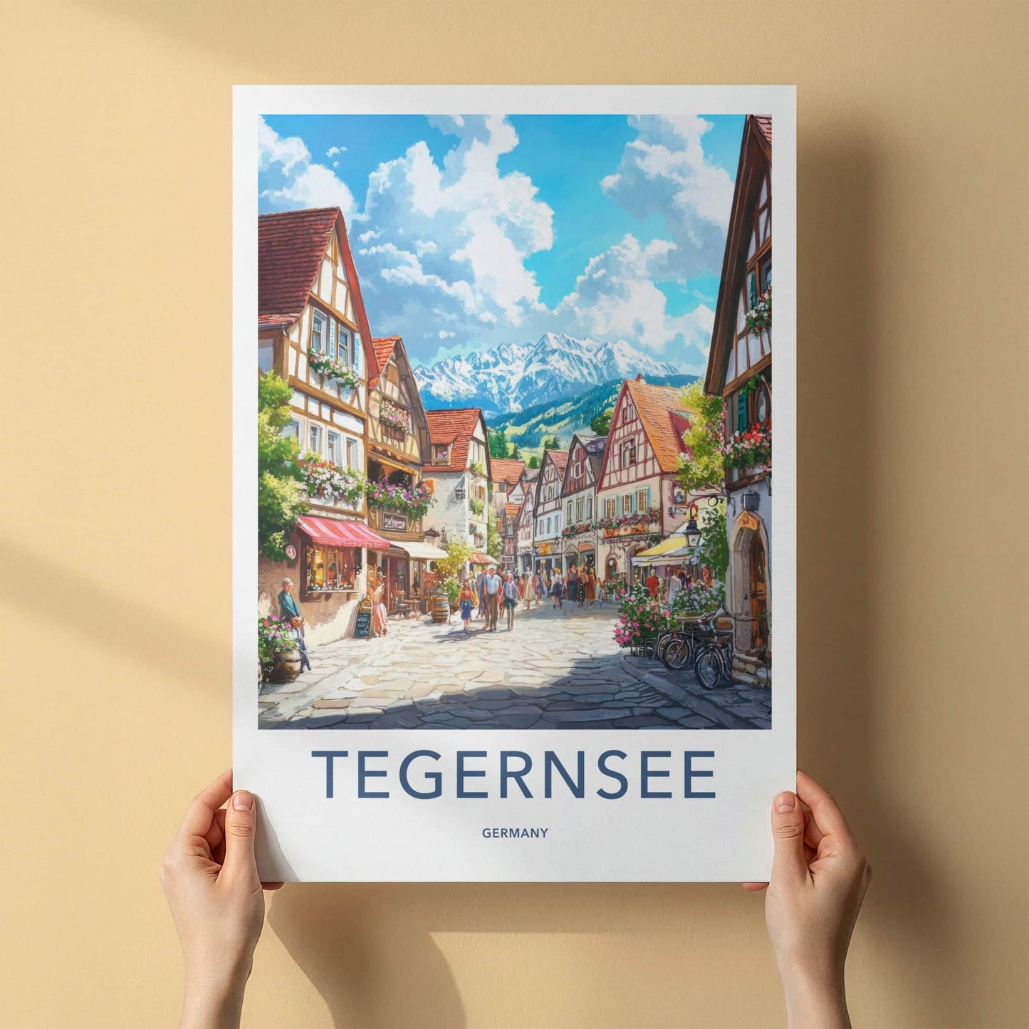 Tegernsee Poster - Germany Wall Art - Mountain Town Lane Home Decor