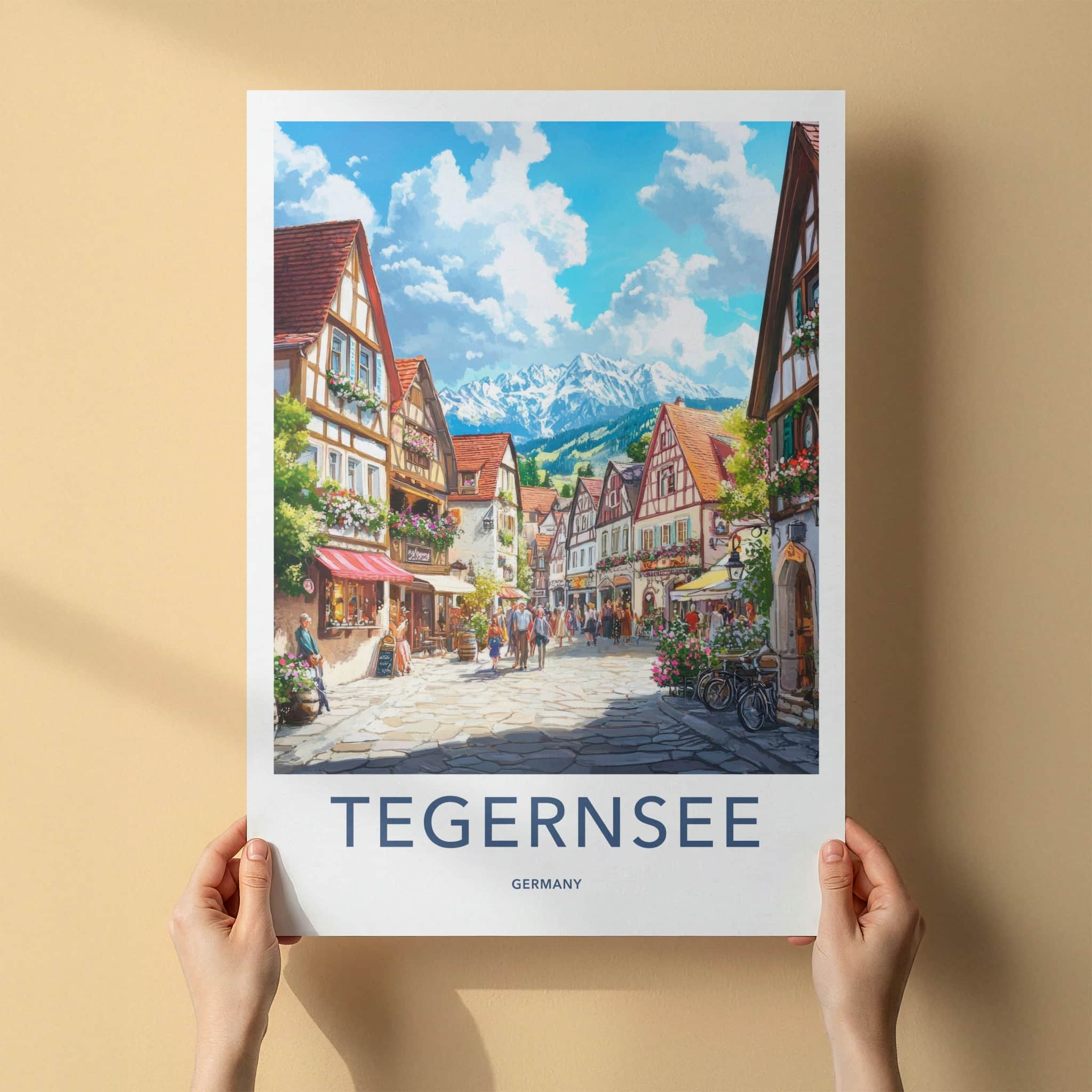 Tegernsee Poster - Germany Wall Art - Mountain Town Lane Home Decor