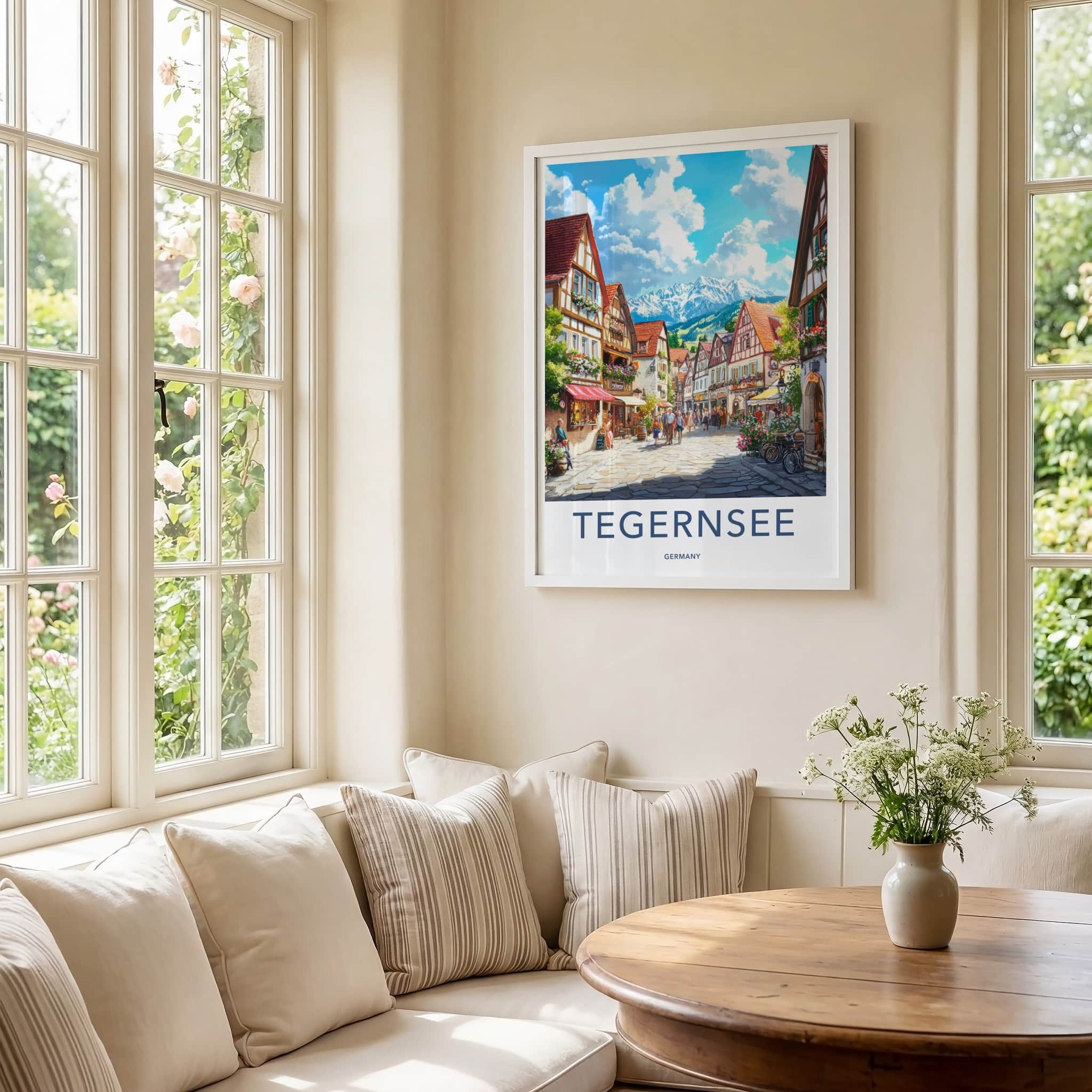 Tegernsee Poster - Germany Wall Art - Mountain Town Lane Home Decor