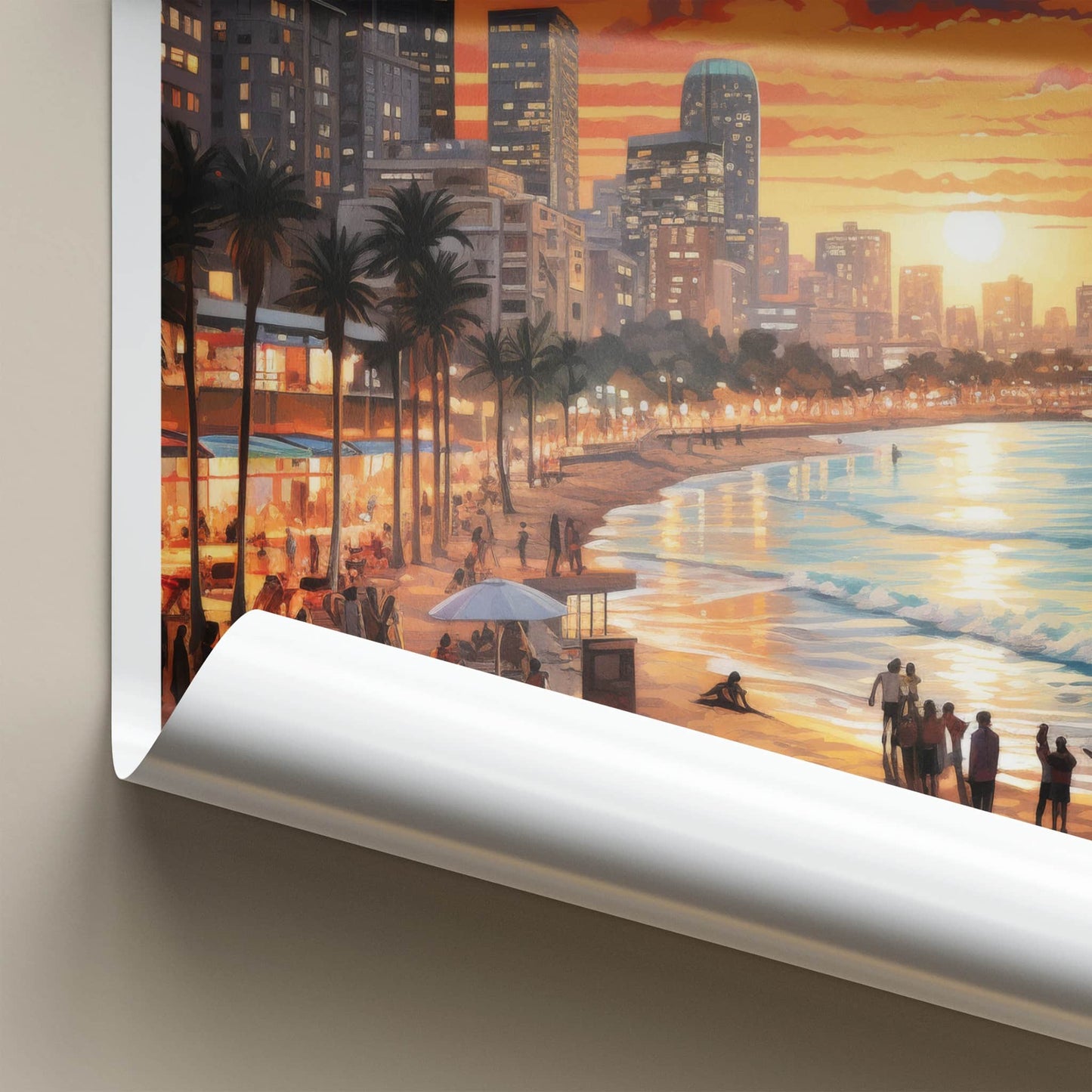 Tel Aviv Poster - Israel Art Print - Sunset Beach Skyline Home Decor