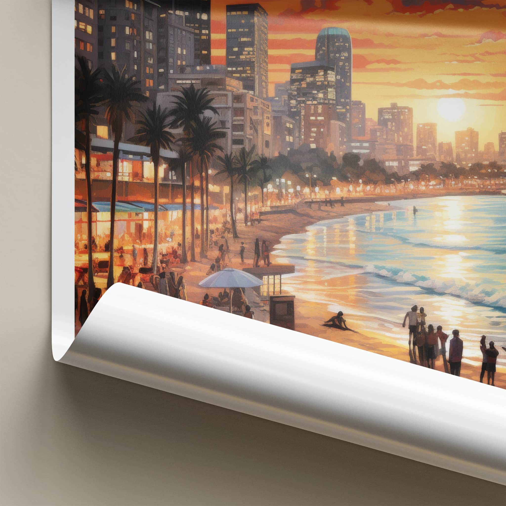 Tel Aviv Poster - Israel Art Print - Sunset Beach Skyline Home Decor