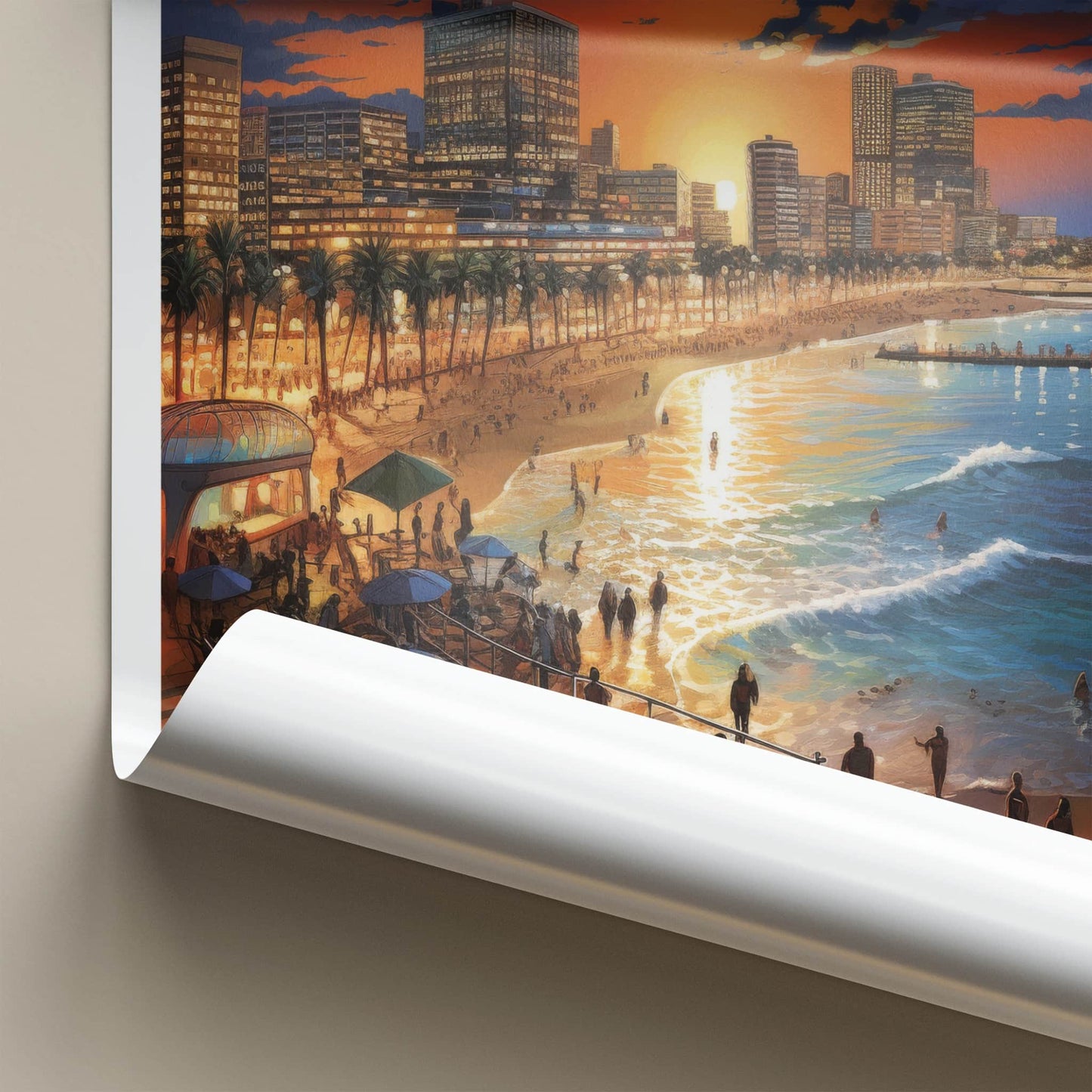 Tel Aviv Poster - Israel Travel Art - Beach Sunset Skyline Home Decor