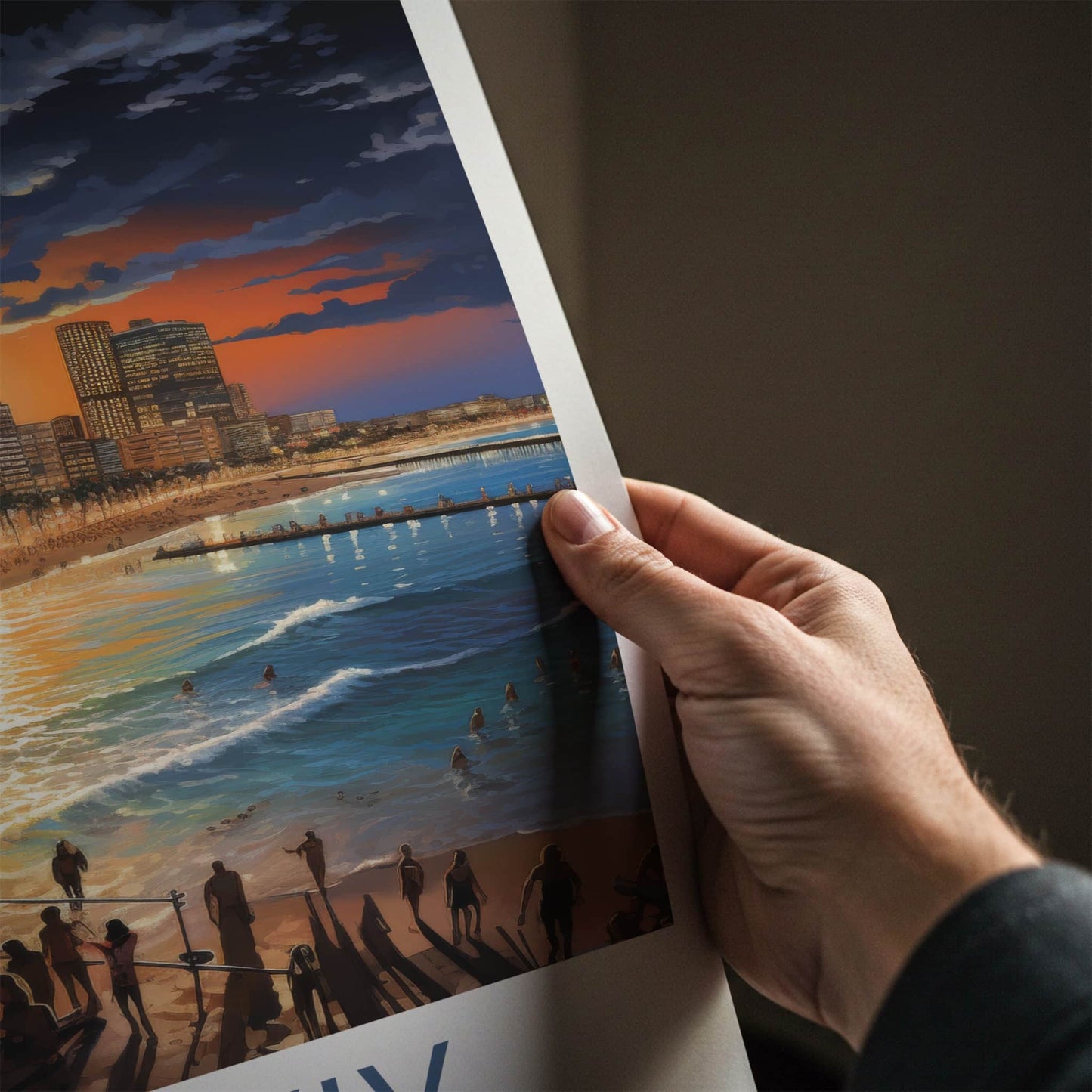 Tel Aviv Poster - Israel Travel Art - Beach Sunset Skyline Home Decor