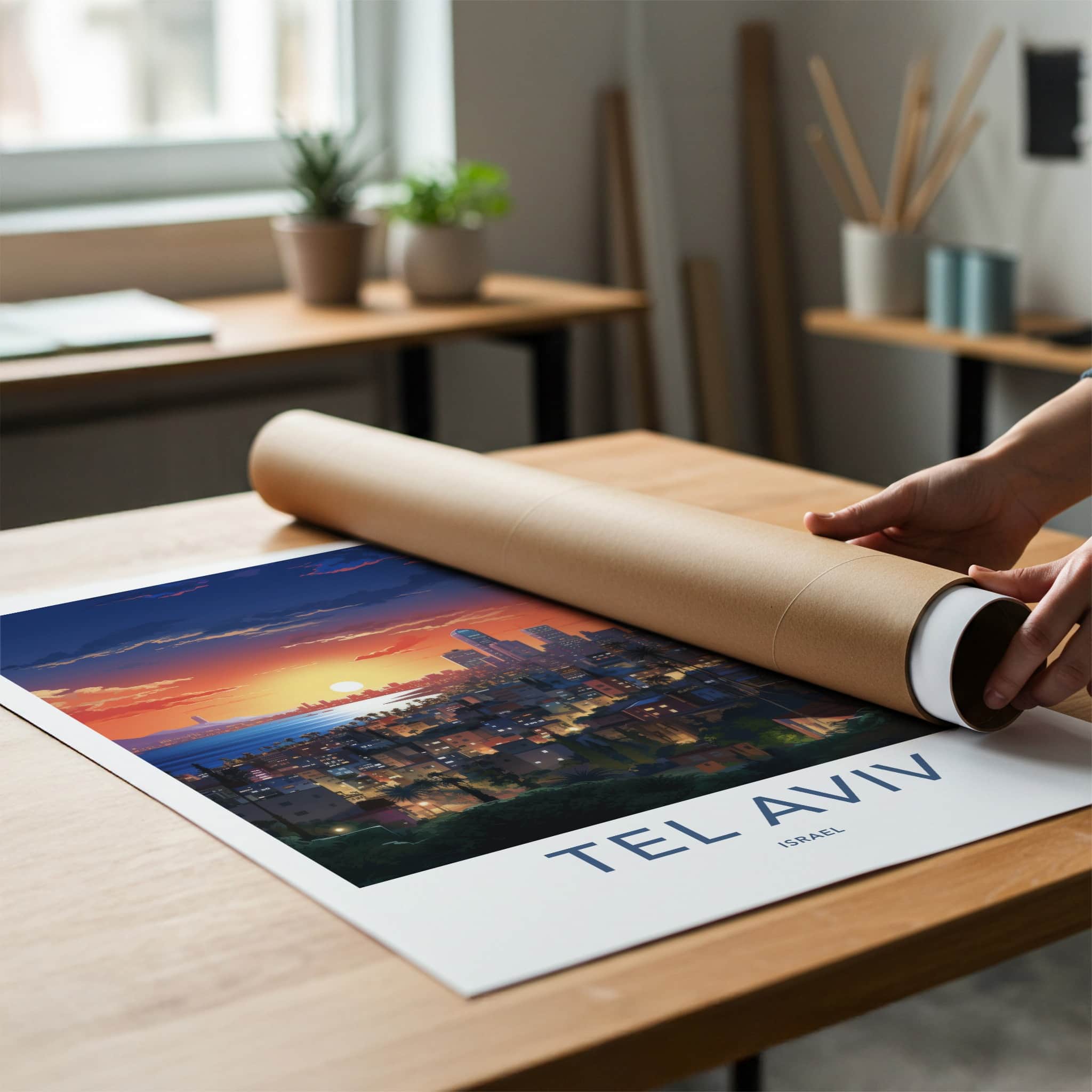 Tel Aviv Poster - Israel Travel Art - Vibrant City Evening Home Decor