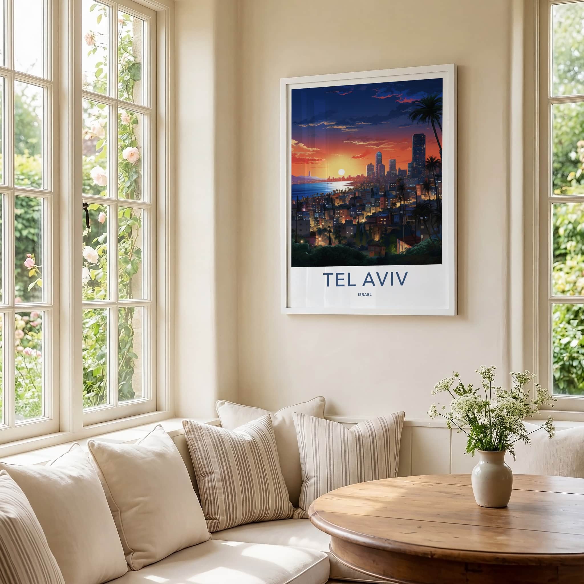 Tel Aviv Poster - Israel Travel Art - Vibrant City Evening Home Decor