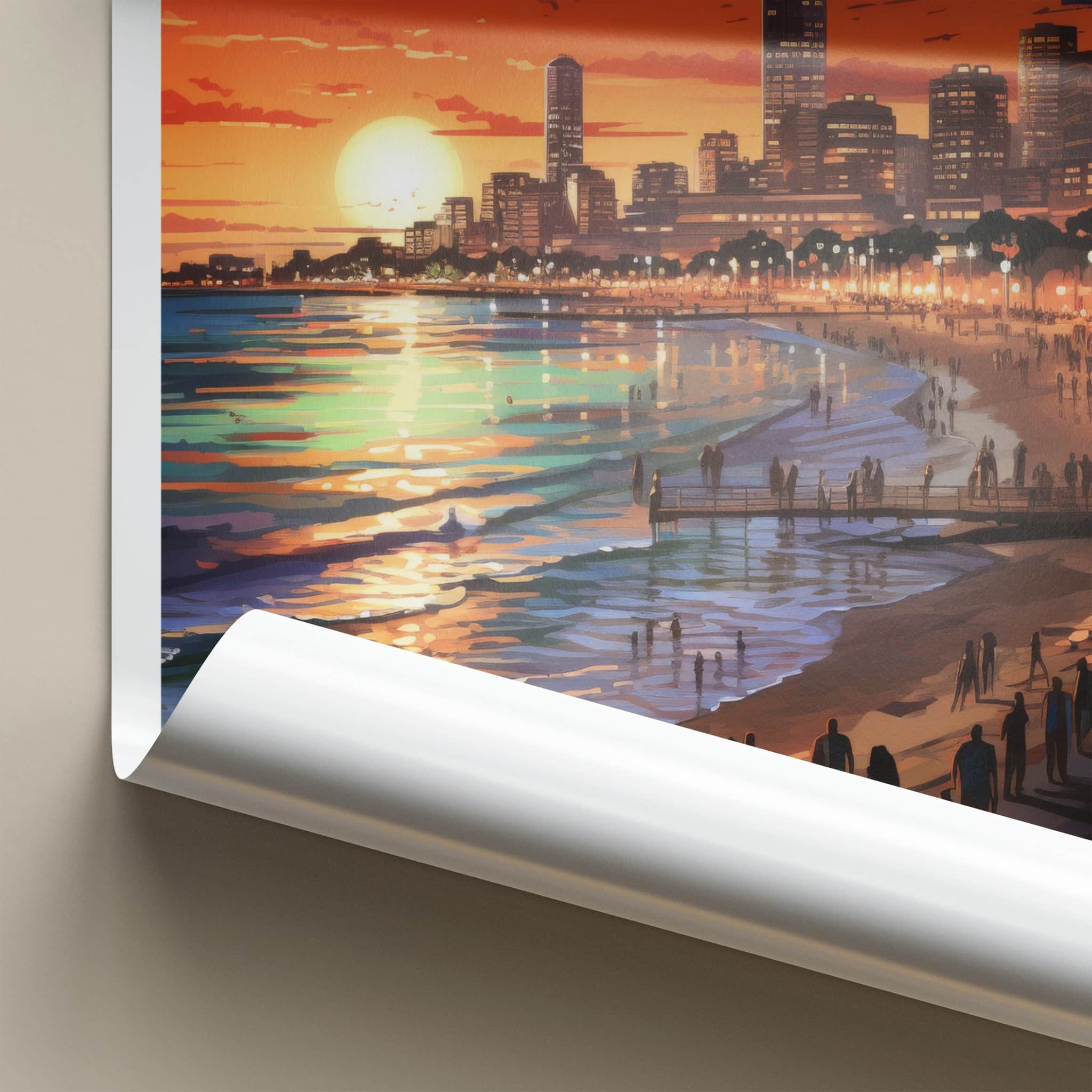 Tel Aviv Poster - Israel Travel Art - Vibrant City Sunset Home Decor