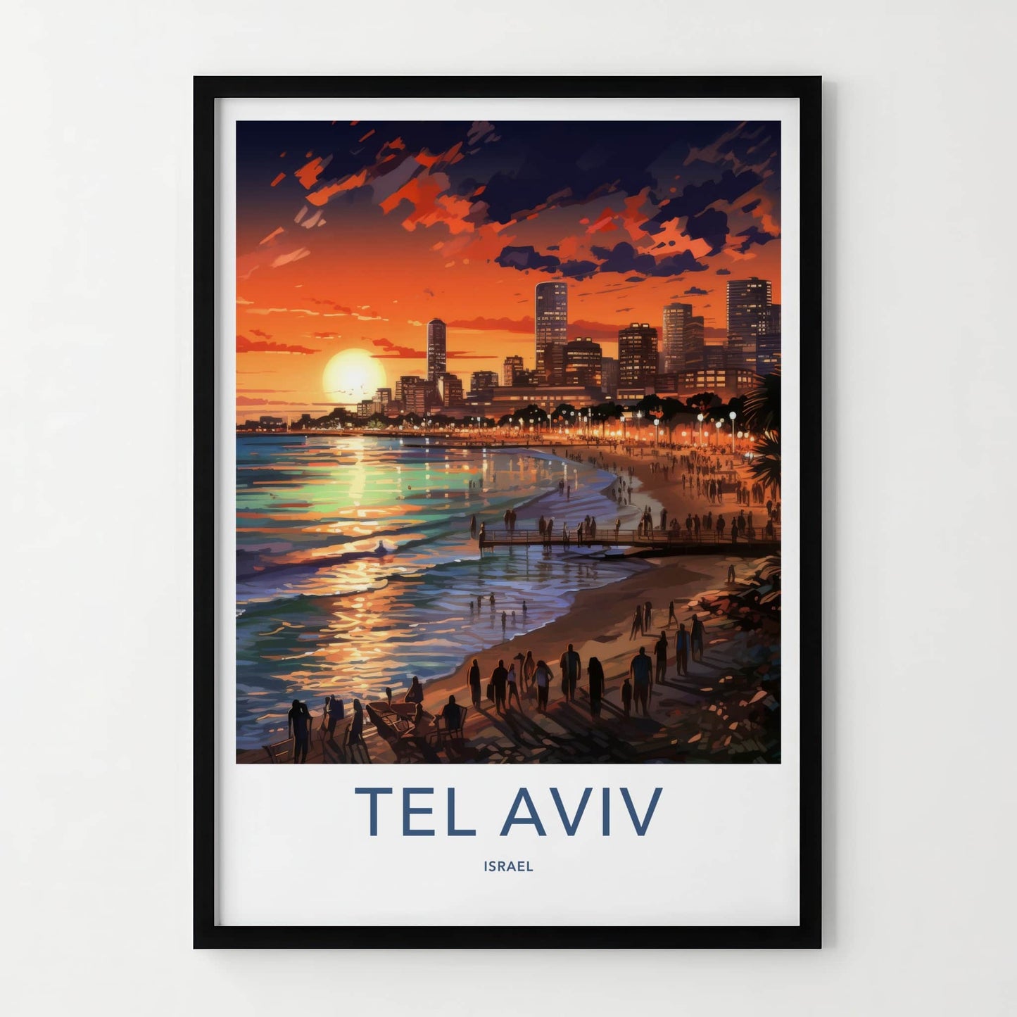 Tel Aviv Poster - Israel Travel Art - Vibrant City Sunset Home Decor