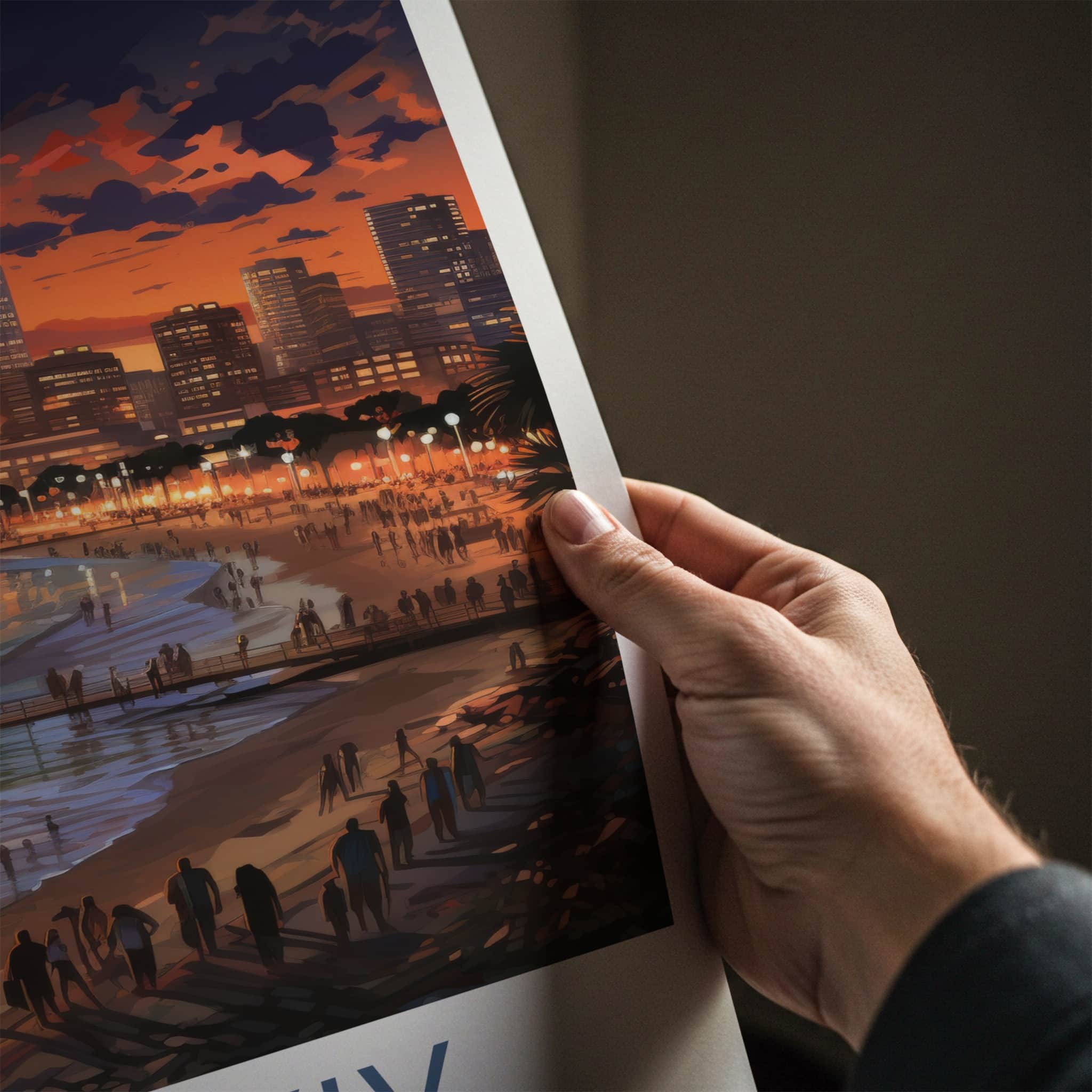 Tel Aviv Poster - Israel Travel Art - Vibrant City Sunset Home Decor