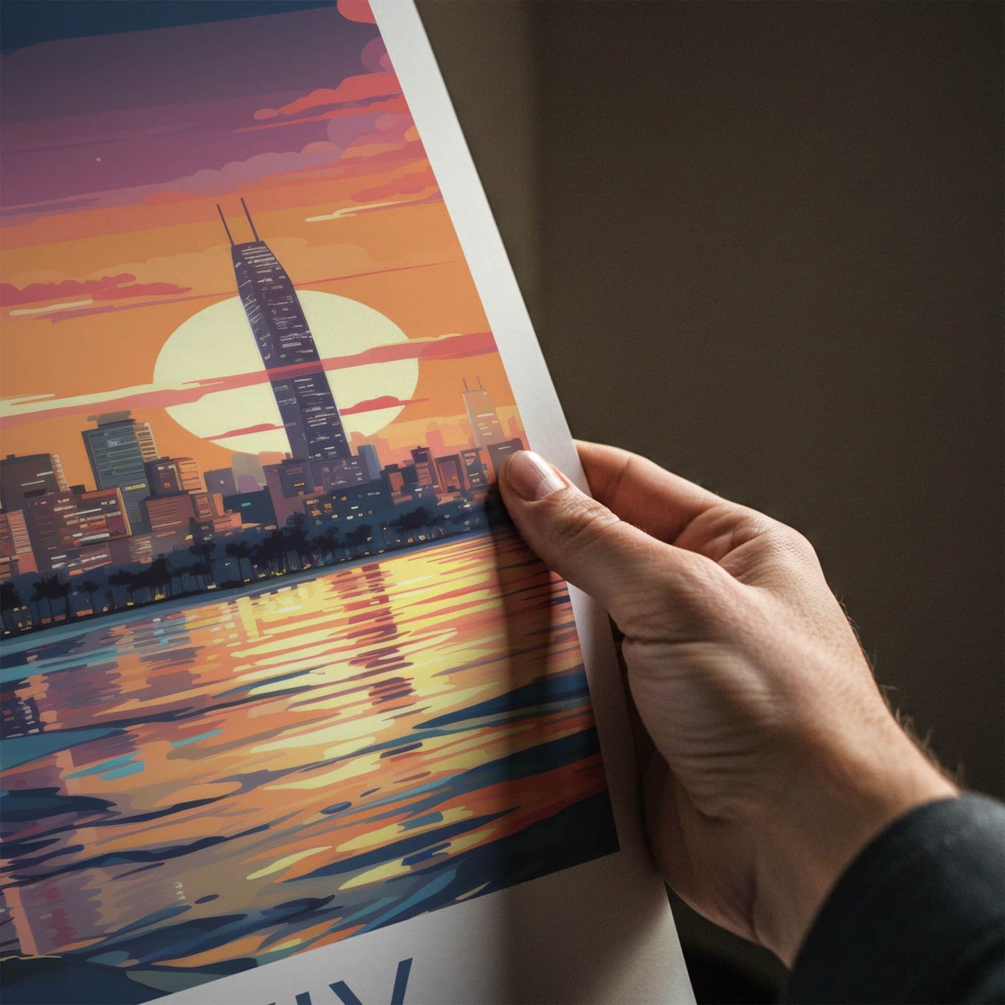 Tel Aviv Poster - Israel Travel Art - Vibrant City Sunset Home Decor